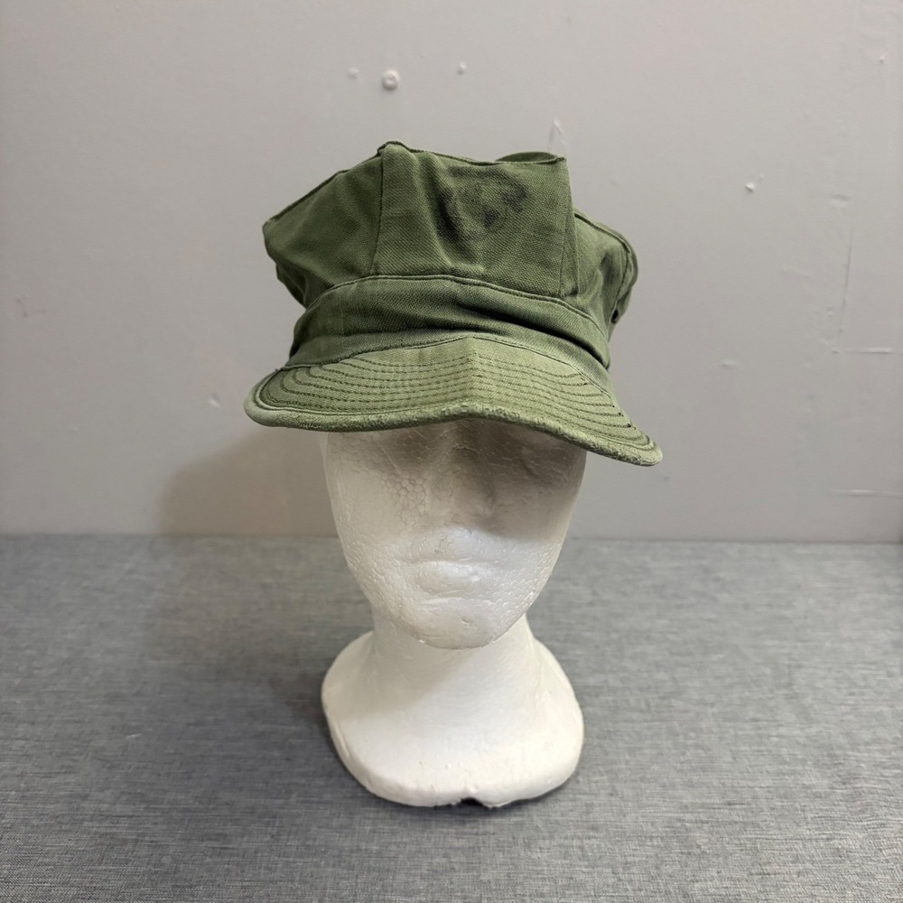 US Marine Corps Utility Cap Mens Small Olive Green USMC Vintage Military Hat 60s